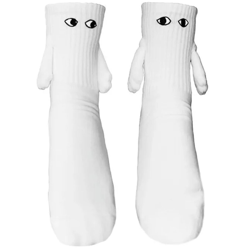 1 Pair Magnetic Hand-Holding Socks – Cute Couple’s Quirky Cotton Socks with Pull